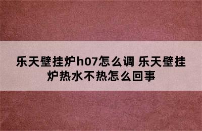 乐天壁挂炉h07怎么调 乐天壁挂炉热水不热怎么回事